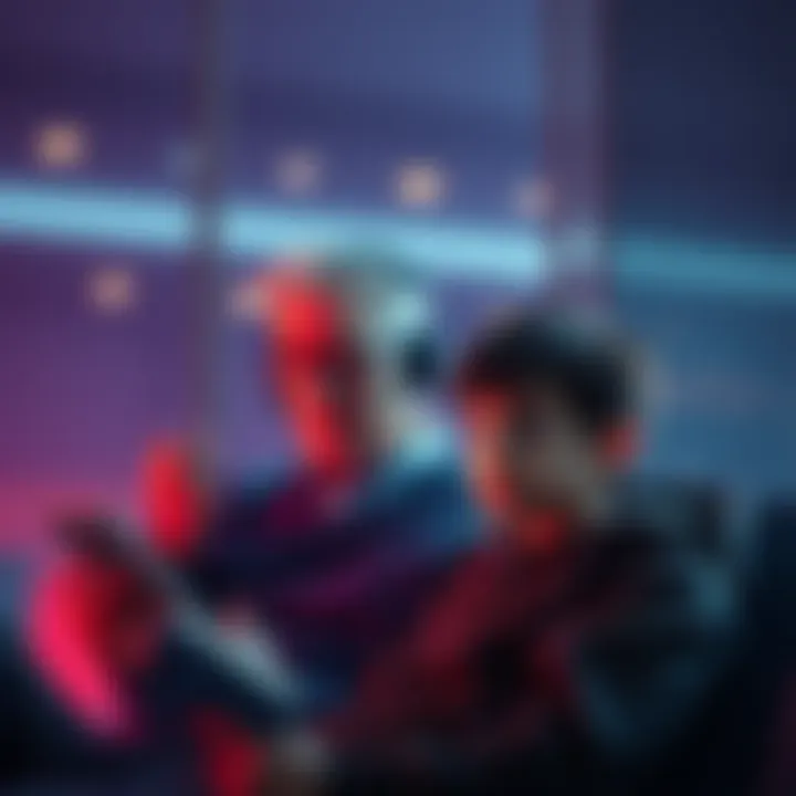 A concerned son watches his father posting about XRP on Facebook, highlighting the father's obsession with cryptocurrency and speculative claims.
