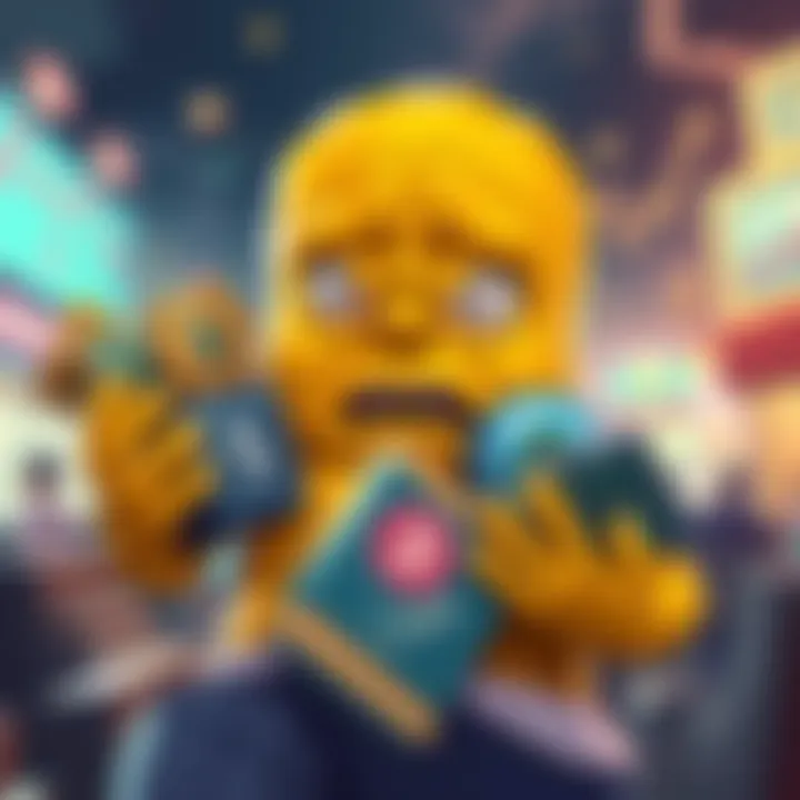 Illustration of Butters looking anxious while clutching investment assets, symbolizing market fear and HODLing strategy.