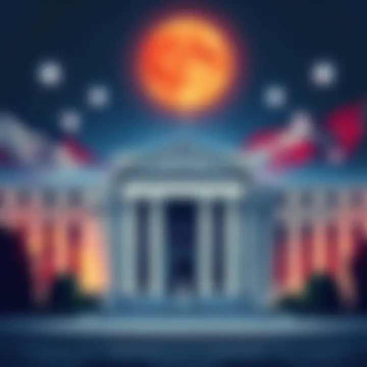 Illustration of the Federal Reserve building with a backdrop of conflict-related images, representing economic impact.