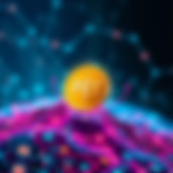 A graphic showing FET coin symbol with AI technology elements in the background, indicating growth and potential