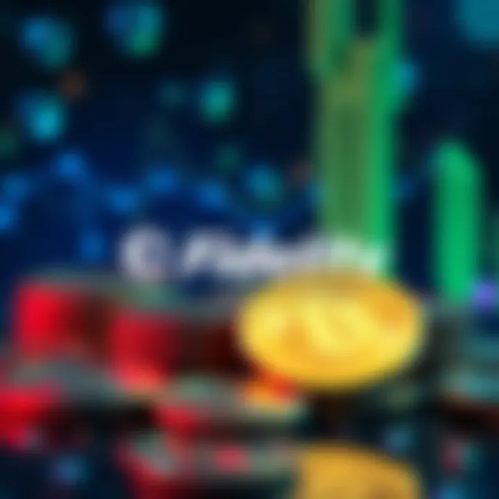 Fidelity's new stablecoin graphic showing digital currency coins with the Fidelity logo and a futuristic background