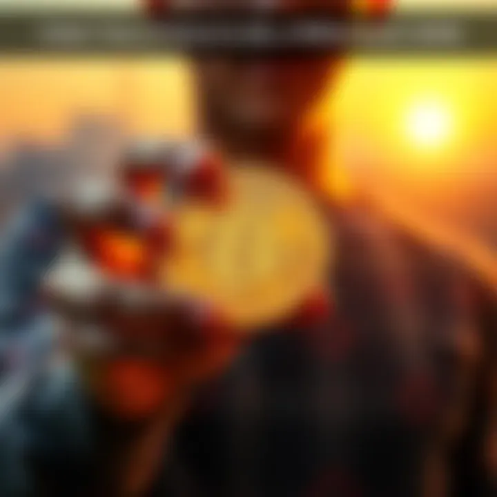 A person holding a large gold coin with a bright future ahead, symbolizing wealth and success in 2026.