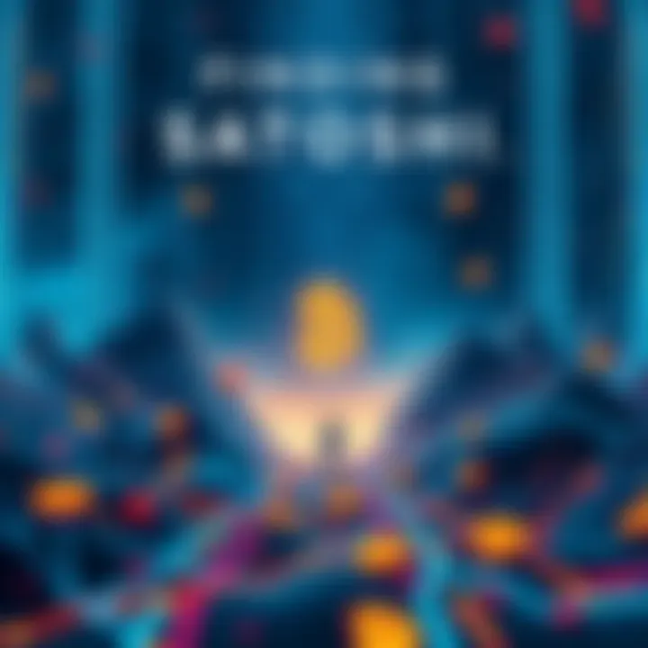 A scene from the official trailer showcasing the search for the creator of Bitcoin, featuring a digital landscape and cryptocurrency symbols