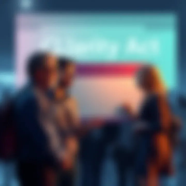 A concerned group of people discussing the passing of the Clarity Act while looking at a timeline chart