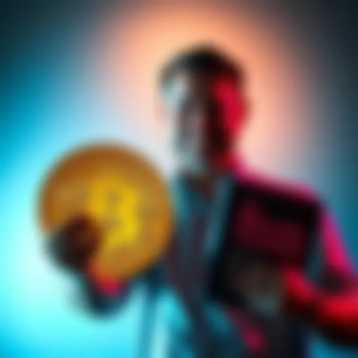 Florida Man Invests in Bitcoin A Florida man holding a Bitcoin symbol in one hand and a copy of 'The Bitcoin Standard' in the other, smiling confidently.