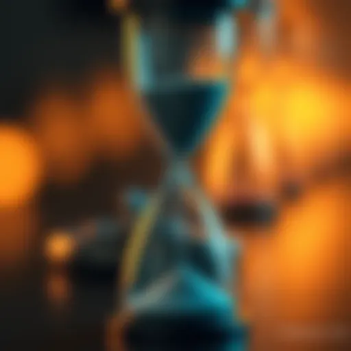 An hourglass with sand moving slowly, symbolizing the perception of time stretching