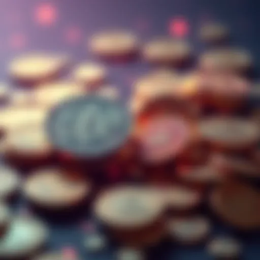 Visual representation of fractional fungible tokens being traded in parts, showing digital coins divided into pieces and easily exchanged