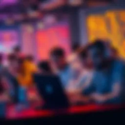 A diverse group of people participating in a virtual hackathon, working on laptops and collaborating online.