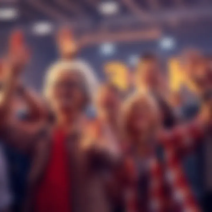 A group of diverse people cheering and encouraging each other during a friendly competition, aiming to reach 30k together.