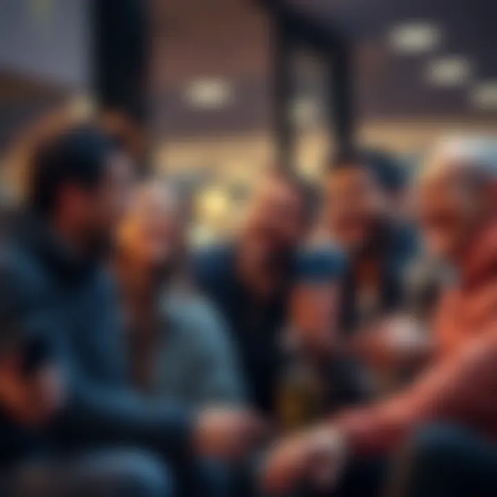 A group of friends sharing a laugh while discussing cryptocurrency HODLing, with playful expressions and fun gestures.