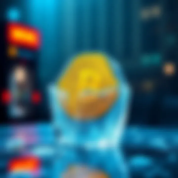 A graphic showing a Bitcoin symbol locked in ice, representing a frozen exchange account due to receiving sanctioned Bitcoin.