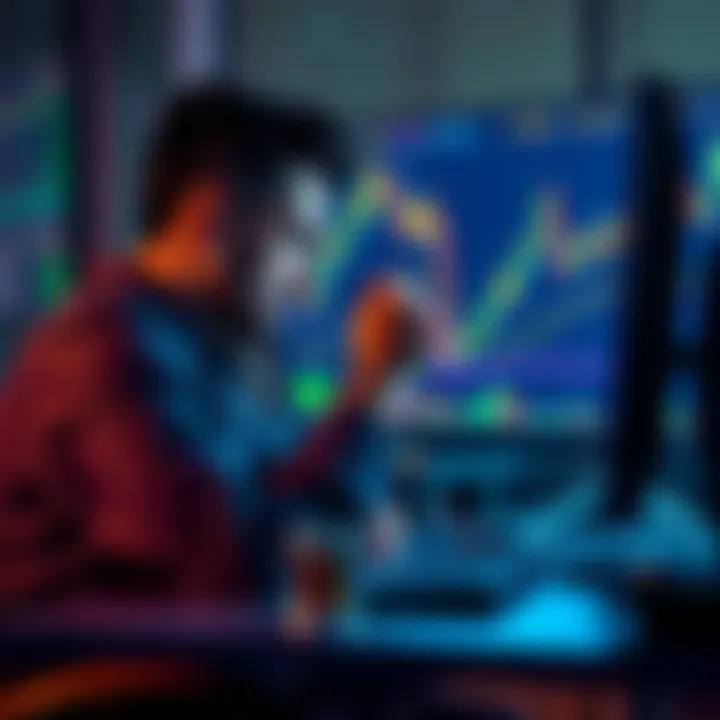 A person sitting at a desk, looking stressed while examining cryptocurrency charts on a computer screen, symbolizing the confusion and regret associated with buttcoin investments