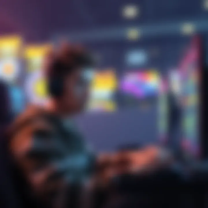 A gamer with an unhappy expression, sitting in front of a screen displaying bonus spin ads, feeling left out due to bid tokens