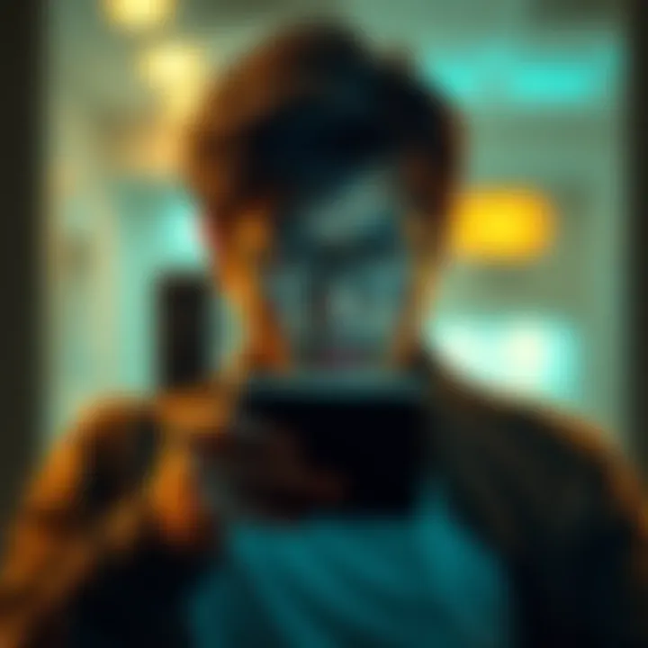 A frustrated person looking at their phone, showing an app that logged them out due to ads.