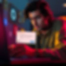 A person looking worried while using a laptop, showing a Binance interface on screen with a notification about a failed transaction.