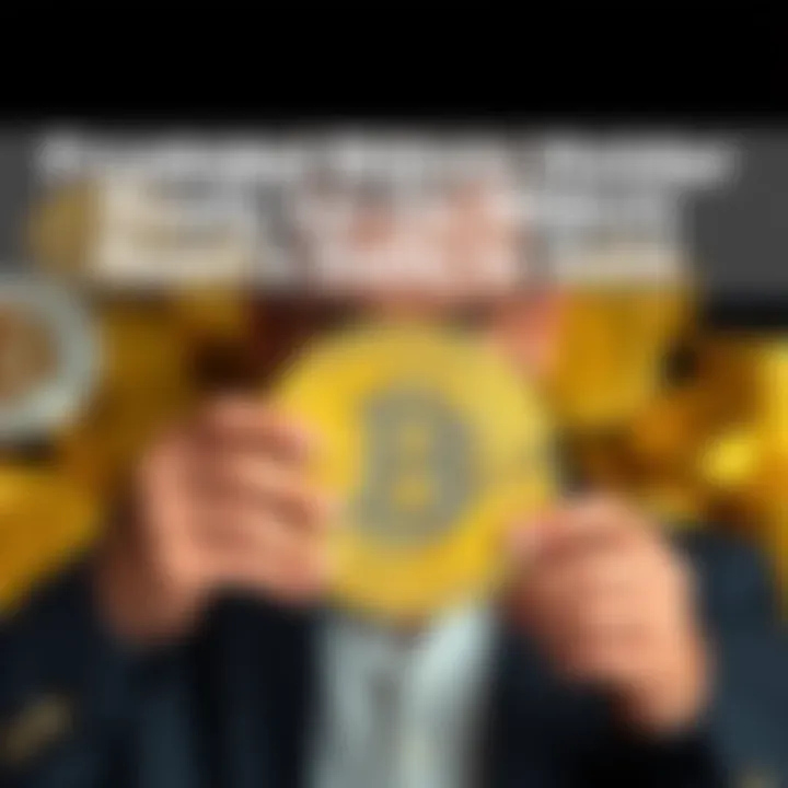 Frustrated Bitcoin Investor A person looking disappointed while holding a Bitcoin symbol, with gold and silver coins in the background