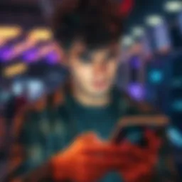 A person looking frustrated while checking their banking app on a smartphone, showing a loading screen.