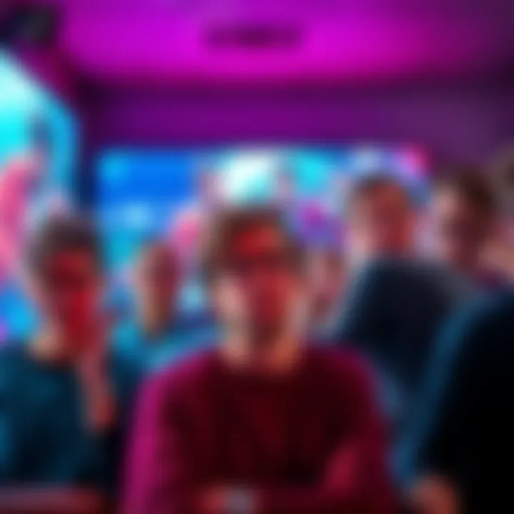 A group of annoyed people watching a lengthy advertisement on a screen, showing their dissatisfaction with expressions of boredom and irritation.