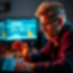 A frustrated person looking at a computer screen showing an old Coinbase account with regretful expressions about missed opportunities