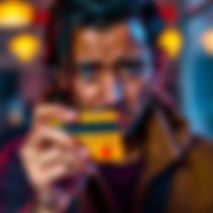 A person looking upset while holding a declined credit card, showing frustration over a refund issue with AllArk.io