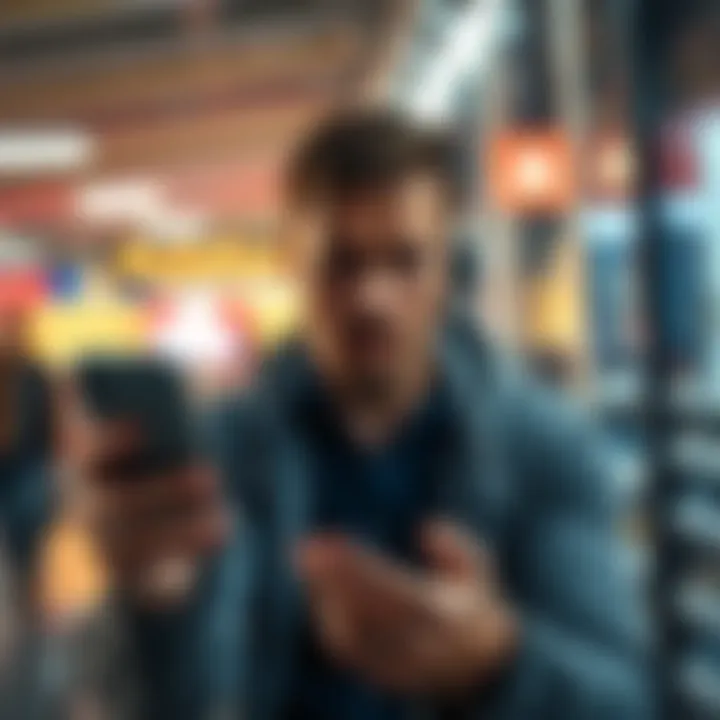 A person looking frustrated while holding a phone, showing confusion with automated customer service messages on the screen.