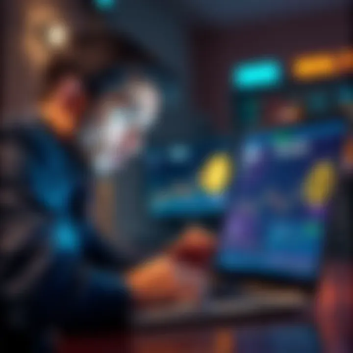 A concerned investor staring at a laptop screen showing Bitcoin charts and frozen account messages