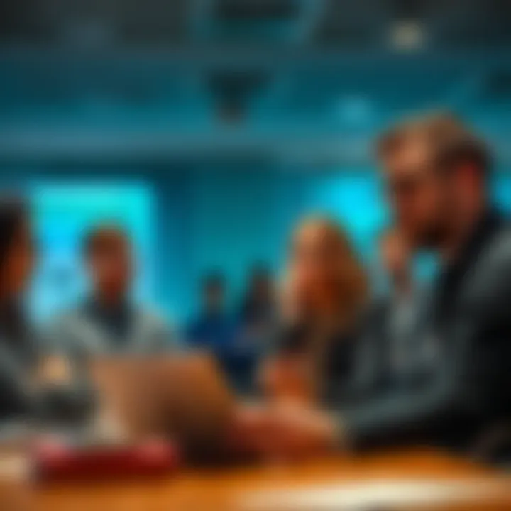 A group of people expressing frustration about ongoing project delays in a meeting room, looking concerned and engaged in conversation.