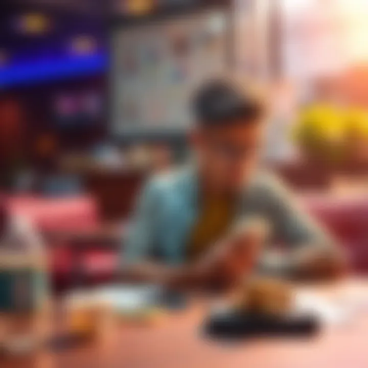 A person sits at a table looking confused while holding cash and a phone. They appear frustrated with cash deposit instructions.