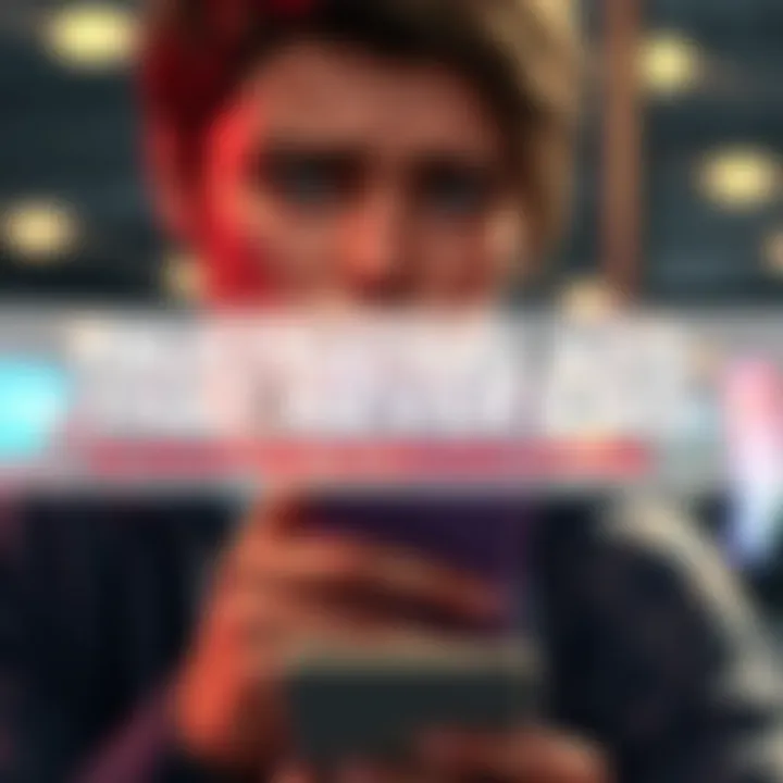 Frustrated person looking at their phone while closing an app filled with ads