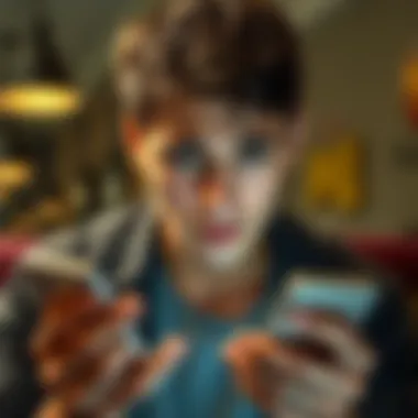 Person looking frustrated while texting A young adult looks confused and frustrated while trying to communicate on their phone, showing signs of stress over clear communication issues.