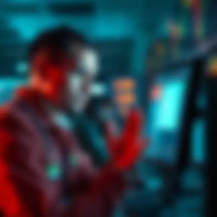 A trader shows frustration while staring at a computer screen displaying an error message during a market surge.