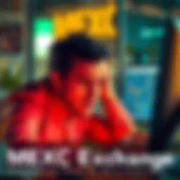 A person looking upset while using a computer, expressing frustration with MEXC Exchange