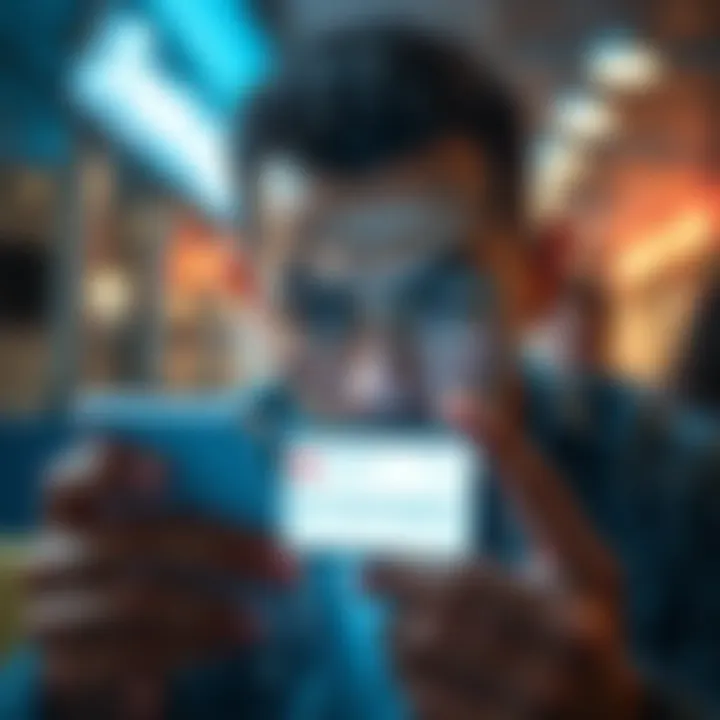 A person looking frustrated at their phone screen after skipping an ad with a message of no rewards given