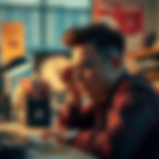 A person looks bored and frustrated at their desk, with a slow clock in the background indicating a long workday.