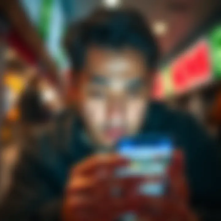 Person frustrated with sports betting ads A person looking annoyed while staring at a phone displaying sports betting advertisements, missing diverse ads from other categories.