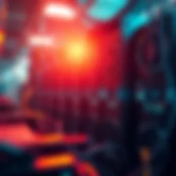 A representation of Bitcoin mining equipment with digital networks in the background, symbolizing the evolution of Proof of Work technology.