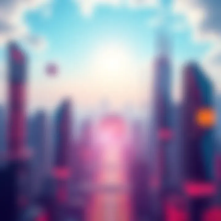 Future Innovations A bright skyline with futuristic buildings and technologies, representing innovation and progress.