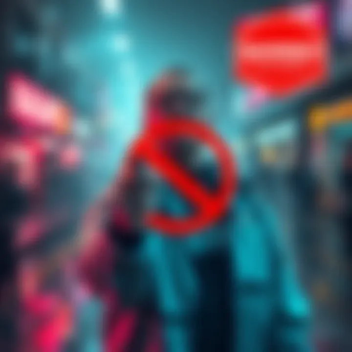 Kalshi's announcement of banning George Santos from its prediction platform with a prohibition symbol