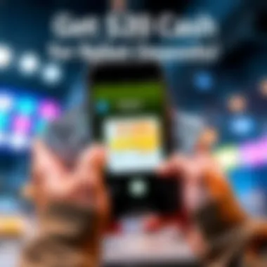 Get $20 Cash for Rebet Deposits A person holding cash with a smartphone showing the Rebet app on screen, depicting a $20 promotional offer.
