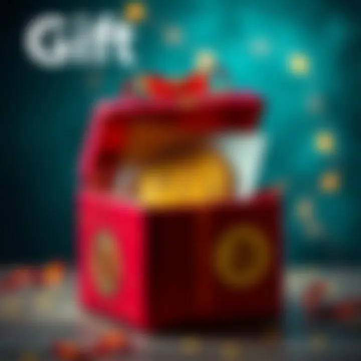 A creative gift box with Bitcoin symbols and a paper wallet inside, showcasing innovative gifting methods.