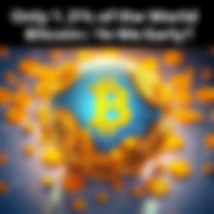 A globe surrounded by Bitcoin symbols representing global ownership of Bitcoin.