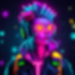 A vibrant neon-style character from the Glow Punk NFT collection, featuring glowing colors and a cyberpunk aesthetic.