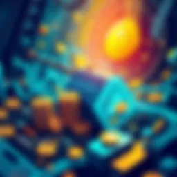 An illustration showing crypto mining with coins and rewards, highlighting the Solana protocol