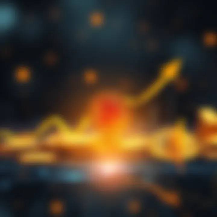 A graph showing the market capitalization of gold approaching that of Bitcoin, with arrows indicating upward movement.