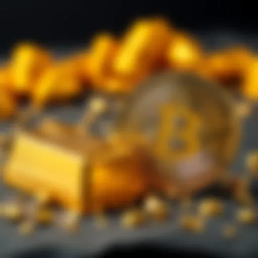 A visual comparison of gold and Bitcoin, showcasing gold bars alongside a Bitcoin symbol, highlighting the wealth potential of both assets.
