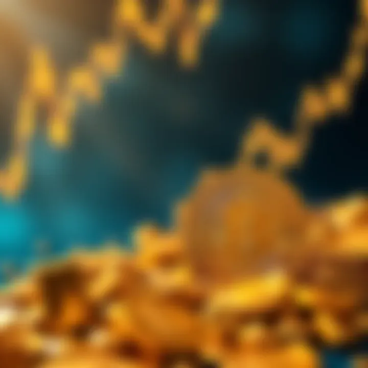 A graphic showing the price rise of gold followed by Bitcoin, illustrating their market connection.