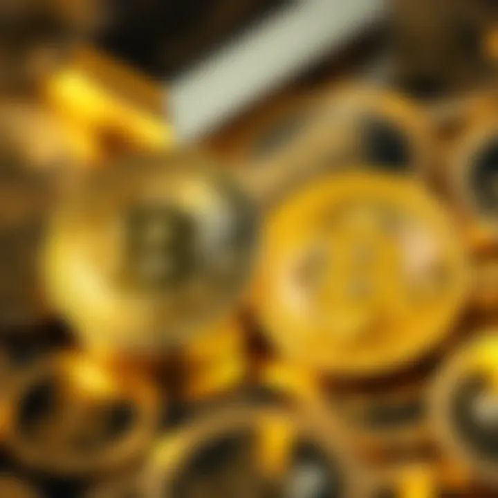 A gold coin next to a Bitcoin symbol, representing the difference in stability between gold and Bitcoin.