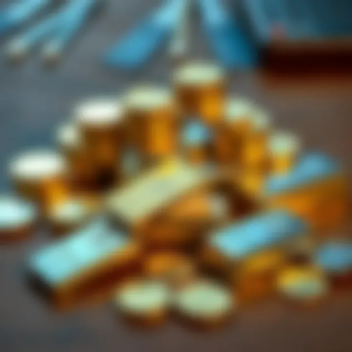 A collection of gold coins and silver bars on a wooden table, representing a shift in investment focus from cryptocurrencies to tangible assets.