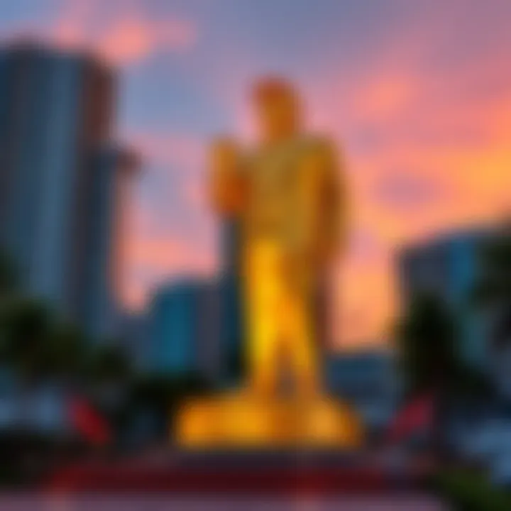 A large golden statue of Donald Trump stands tall in Miami, welcoming G20 leaders with a bright and eye-catching design.