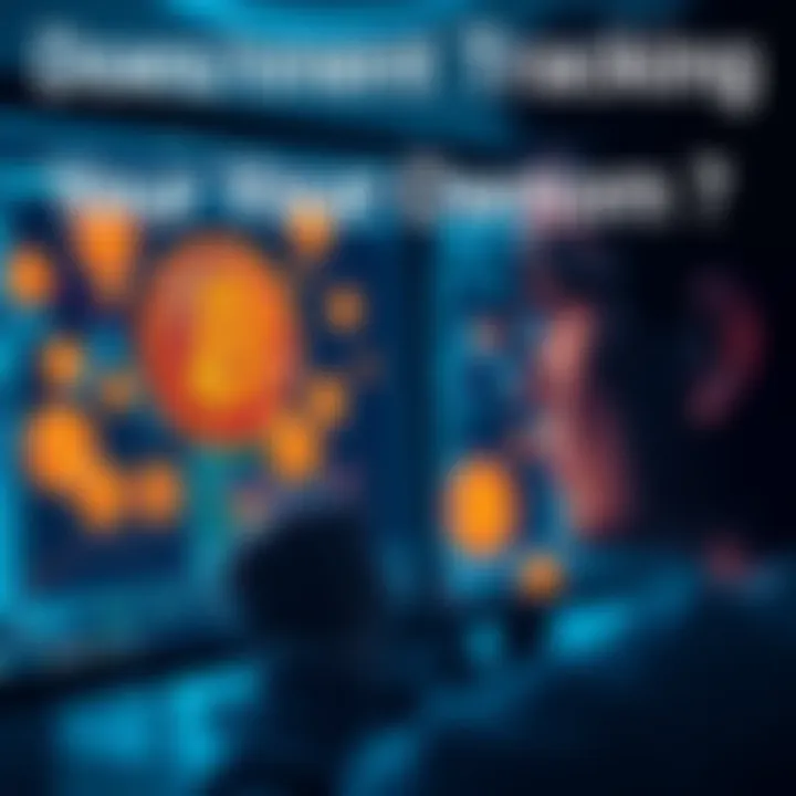 A person looking at Bitcoin symbols on a computer screen with a concerned expression, symbolizing worries about government tracking of cryptocurrency ownership.